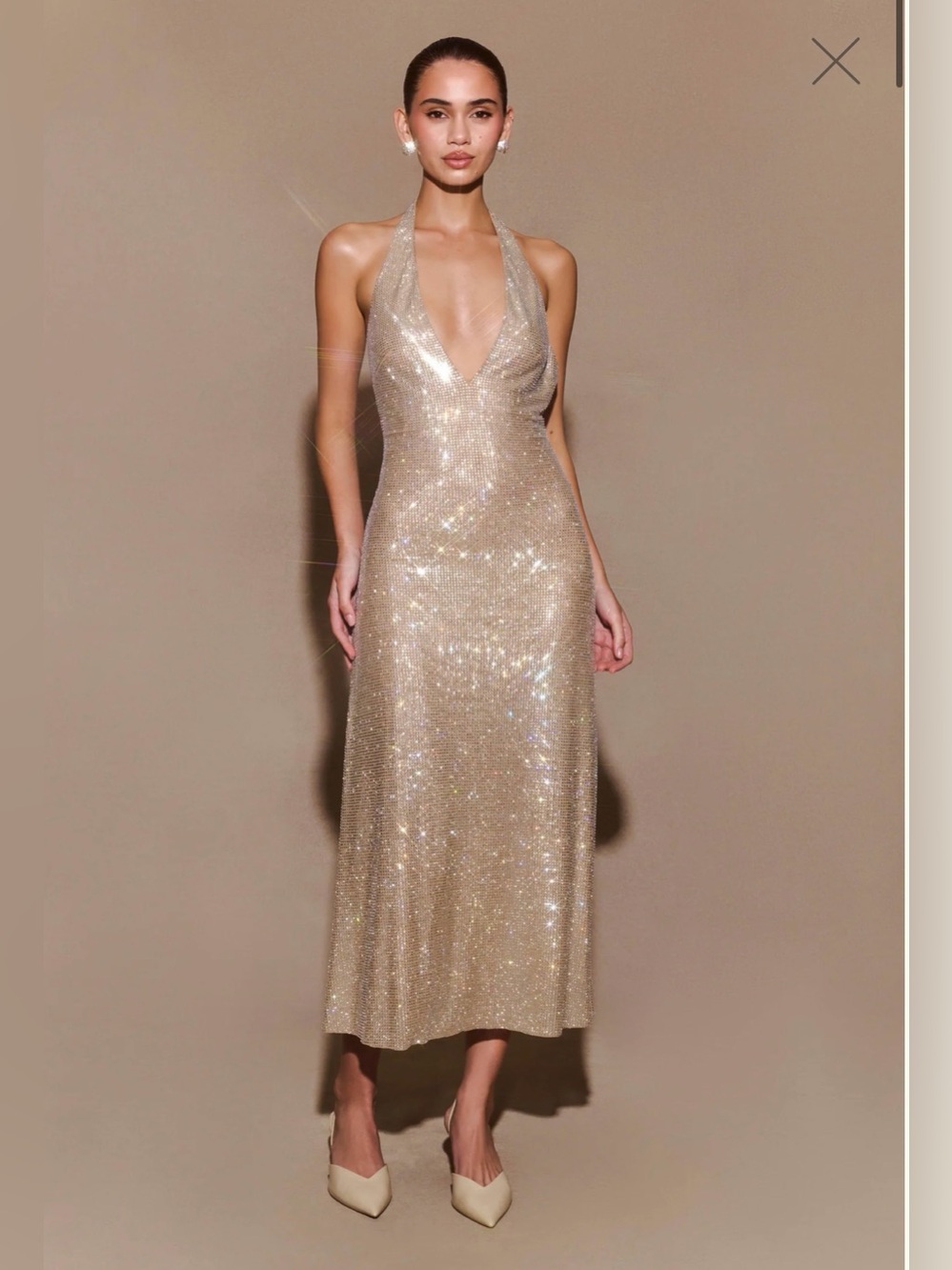 Meshki Genie Diamanté Halter Midi Dress